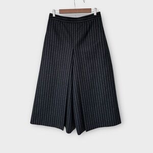 Saint Laurent Paris 2016 Pinstripe Virgin Wool Midi Culottes Pant Black F42 US10